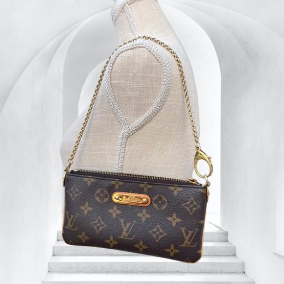 Authentic LOUIS VUITTON Monogram Pochette Milla MM Small Chain Bag - Picture 3 of 17